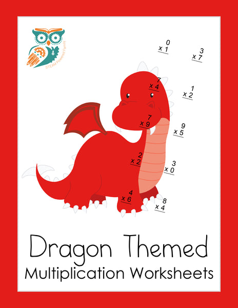 Dragon Math Practice Bundle - Includes Addition, Subtraction & Multiplication