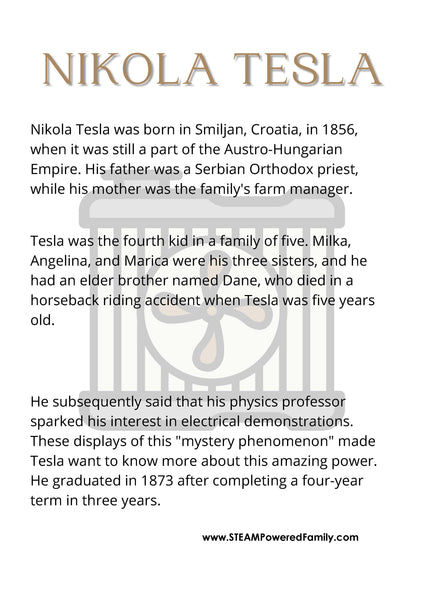Nikola Tesla Mini Lesson and Activity Pack
