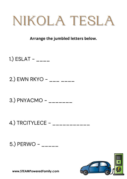 Nikola Tesla Mini Lesson and Activity Pack